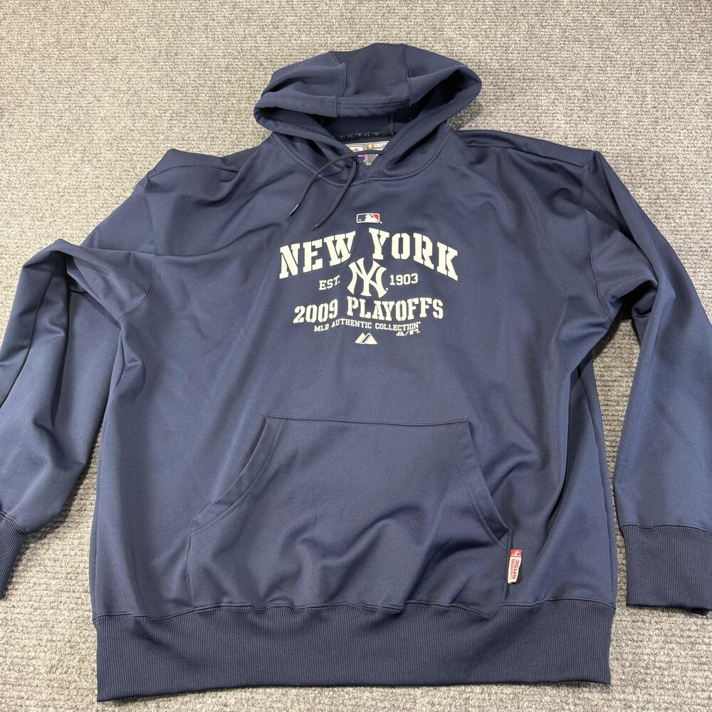 New York Yankees Hoodie Mens 2XL Navy MLB Baseball Authentic Collection Majestic